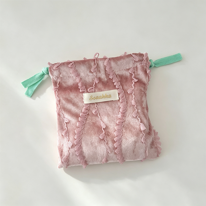 Lace Ruffle Drawstring Pouch