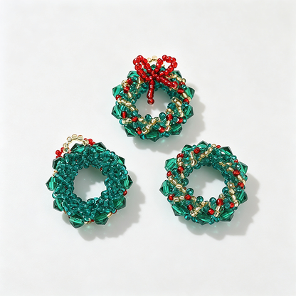 Glass Seed Bead Mini Christmas Wreath
