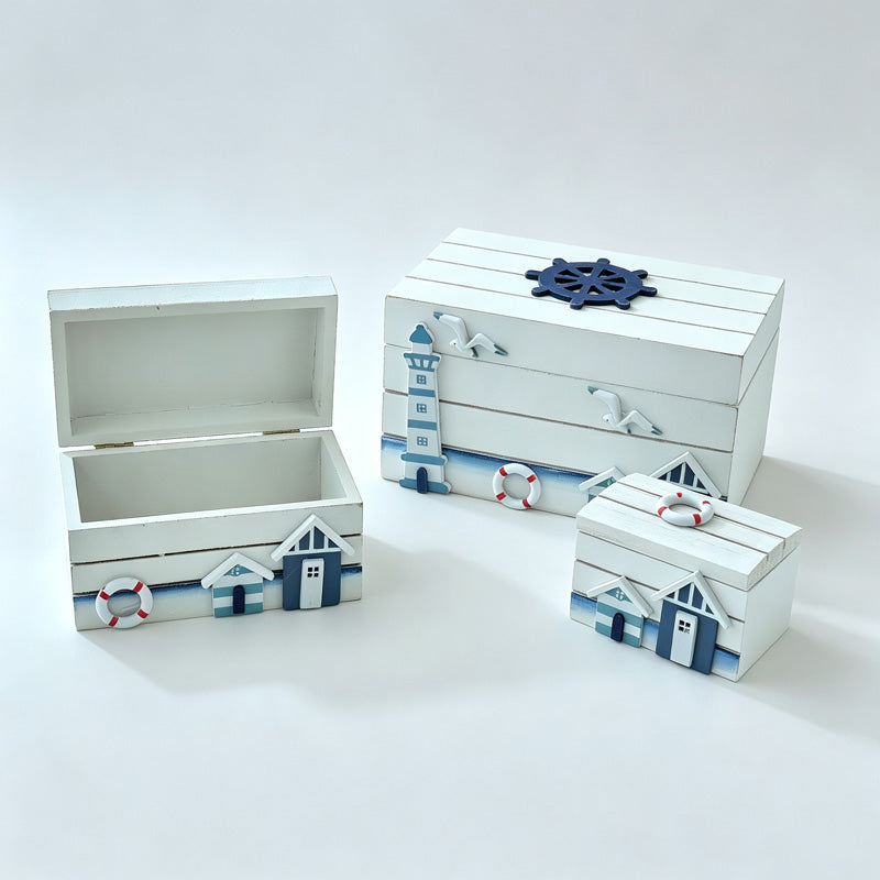 Wooden Nautical Storage Box Set