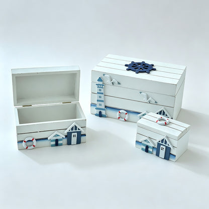 Wooden Nautical Storage Box Set