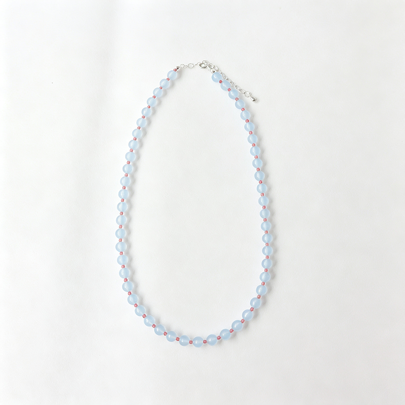 Blue Imitation Crystal Beaded Necklace
