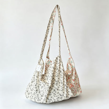 Floral Print Lined Shoulder Tote Bag
