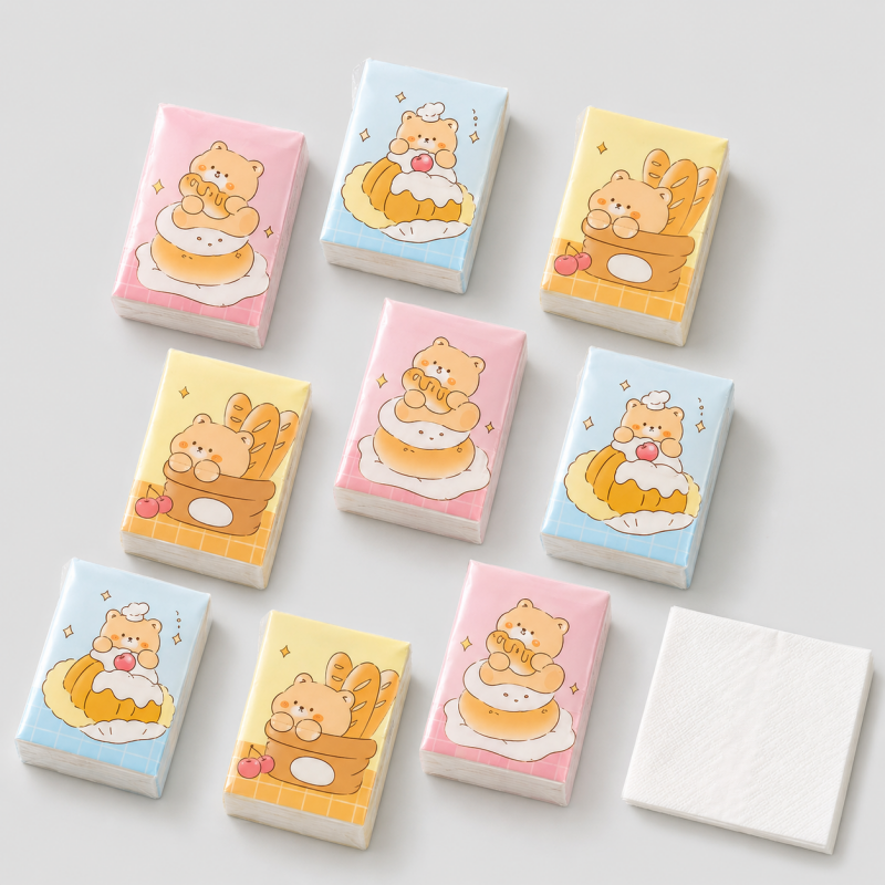 Pastel Bear Print Pocket Tissues Set