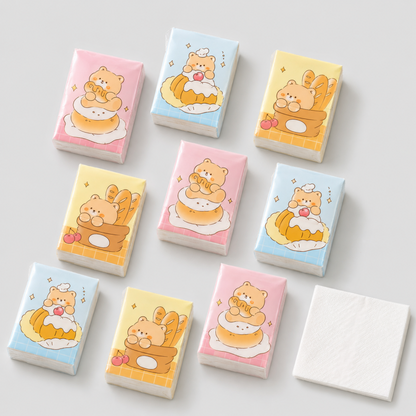 Pastel Bear Print Pocket Tissues Set