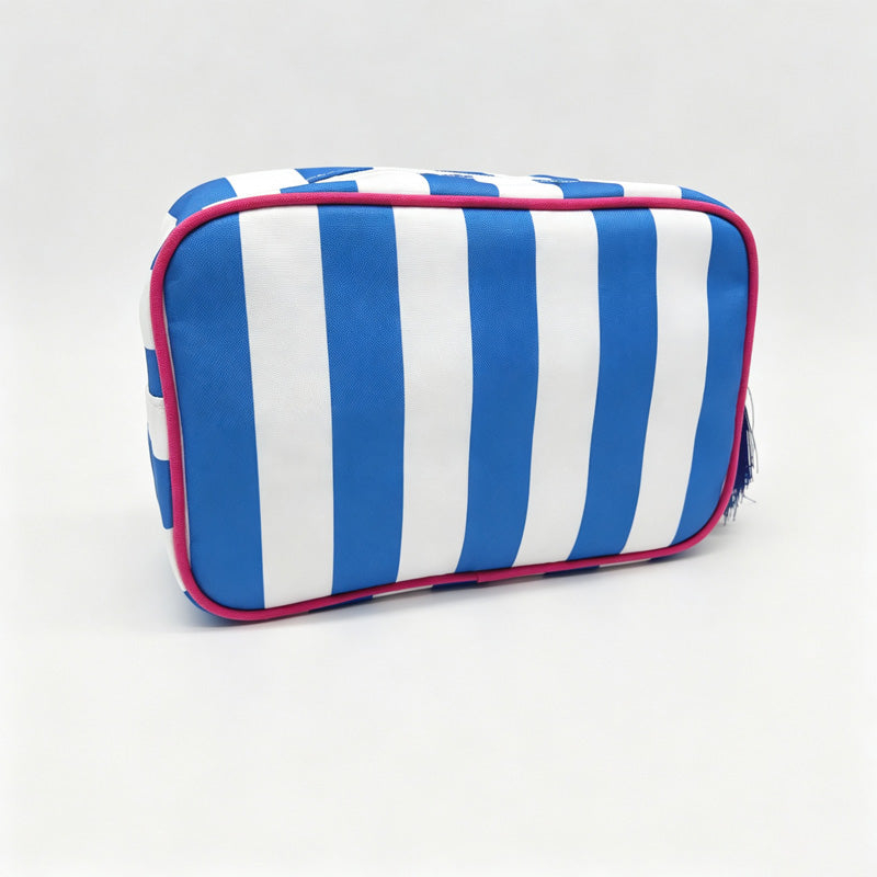 Striped Zipper Travel Cosmetic Pouch