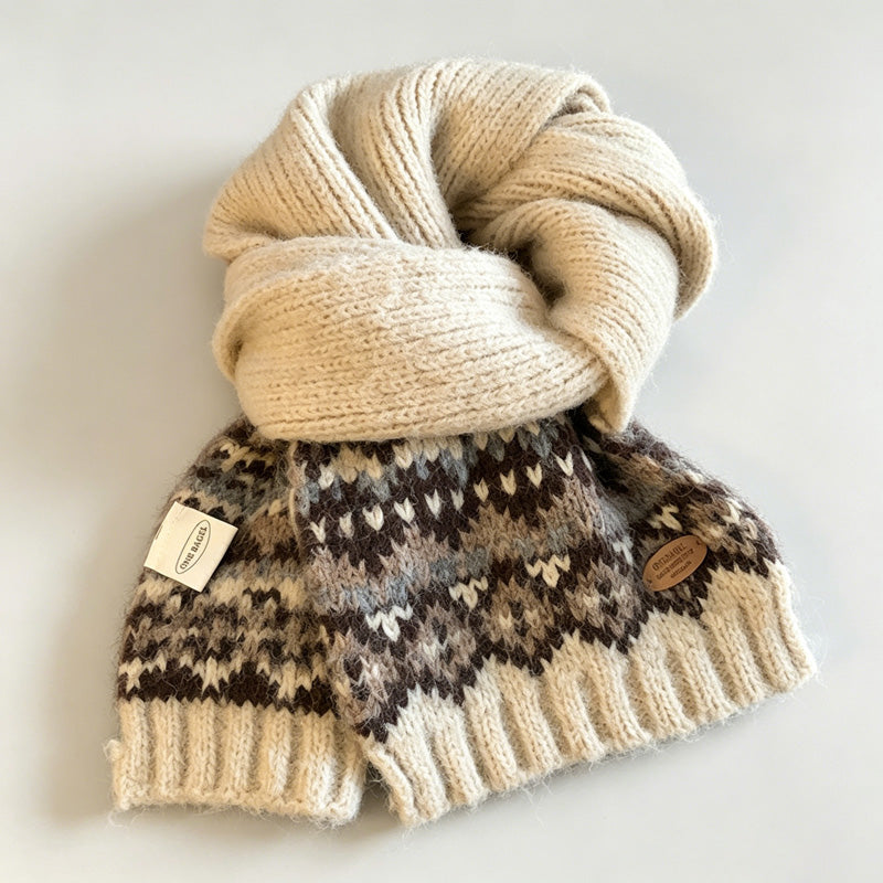 Nordic Pattern Knit Scarf