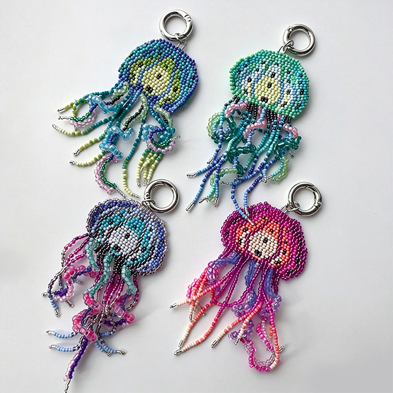 Handmade Beaded Jellyfish Keychain