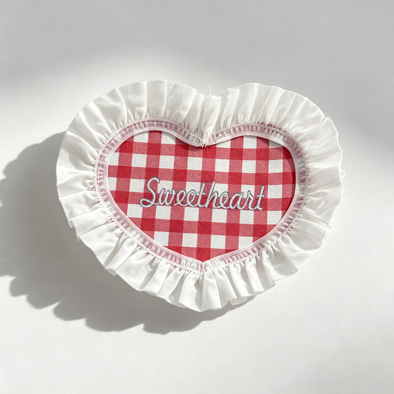 Heart Gingham Lace Table Coaster