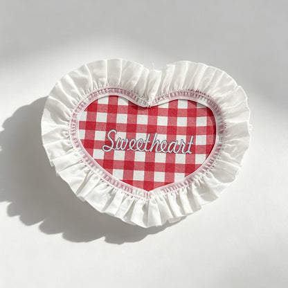Heart Gingham Lace Table Coaster