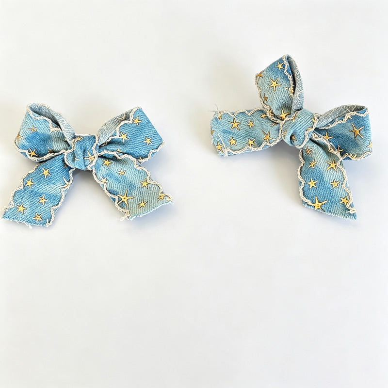 Denim Bow Hair Clip