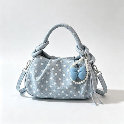 Polka Dot Handbag Crossbody Bag with Charm