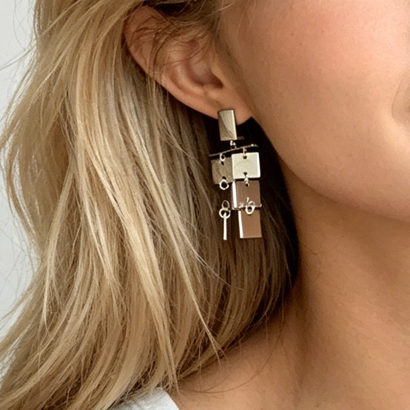 Modern Geometric Metal Tassel - Shopdayla Wholesale - #3890