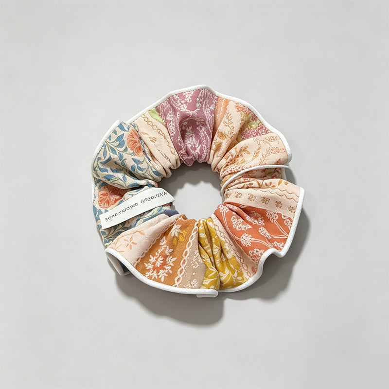 Bohemian Patchwork Floral Calico Scrunchie