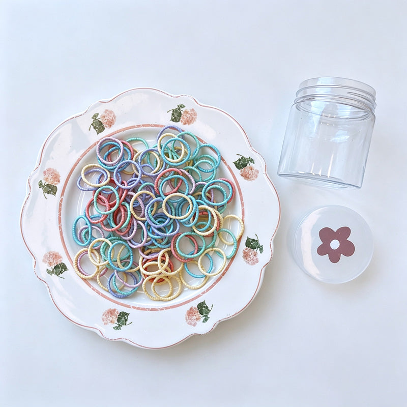 100 PCS Colored Mini Elastic Hair Ties
