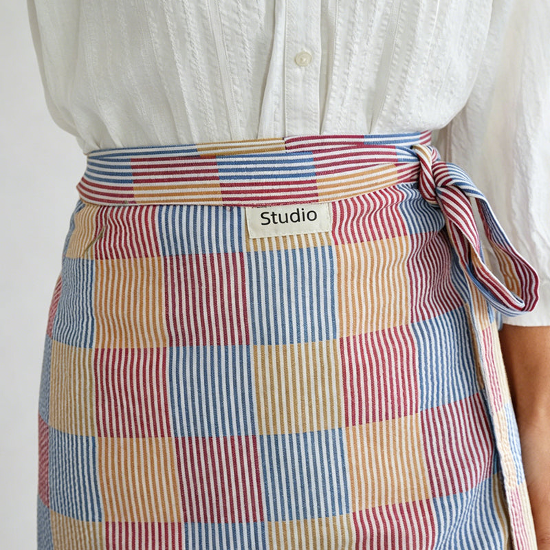 Pure Cotton Half-Body Stripe Kitchen Waist