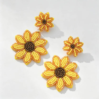 Beaded Sunflower Earrings