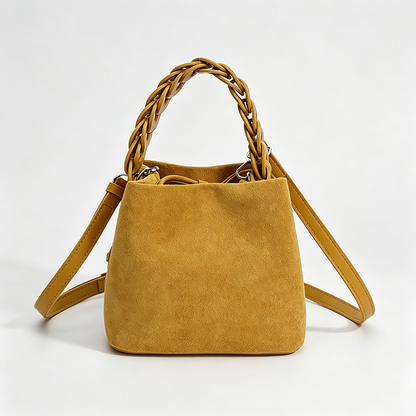 Braided Crossbody Bucket Handle Bag