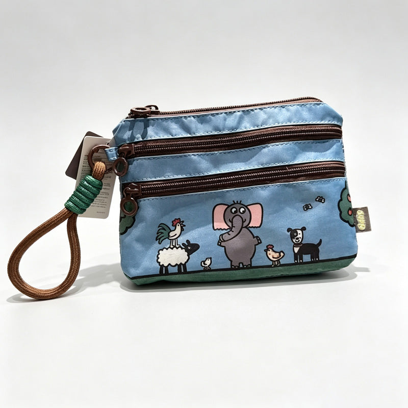 Triple Zipper Canvas Storage Pouch