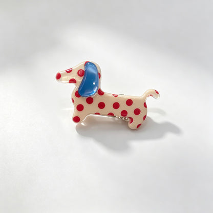 Dachshund Polka Dot Acetate Hair Clip