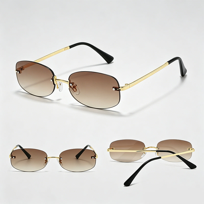 Rimless Oval Y2K Millennium Retro Sunglasses