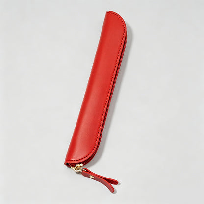 Solid Color Leather Pencil Case