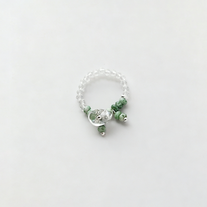 Faux Pearl Crystal Stretch Ring