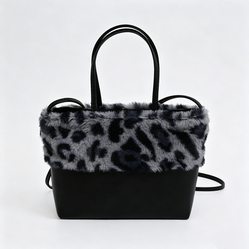 Leopard Print Plush Crossbody Bag
