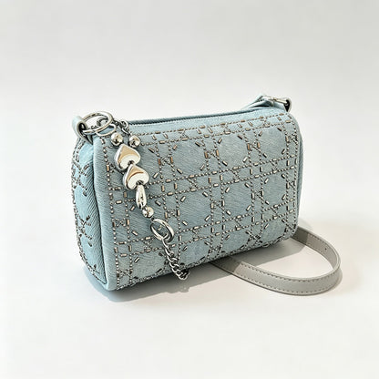 Denim Rhinestone Small Crossbody Bag