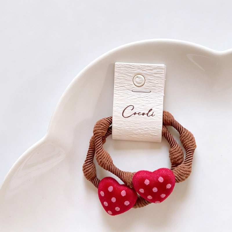 Polka Dot Heart Resin Hair Tie