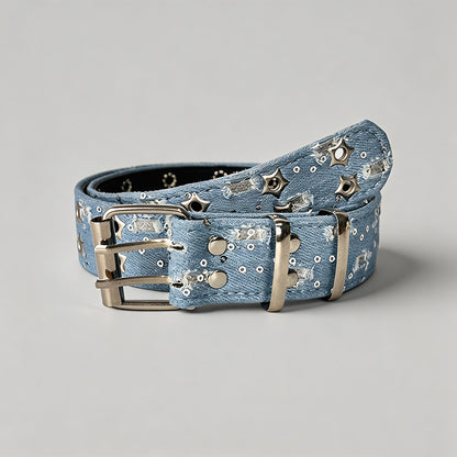 Retro Star Eyelet Denim Belt - Shopdayla Wholesale - #9666