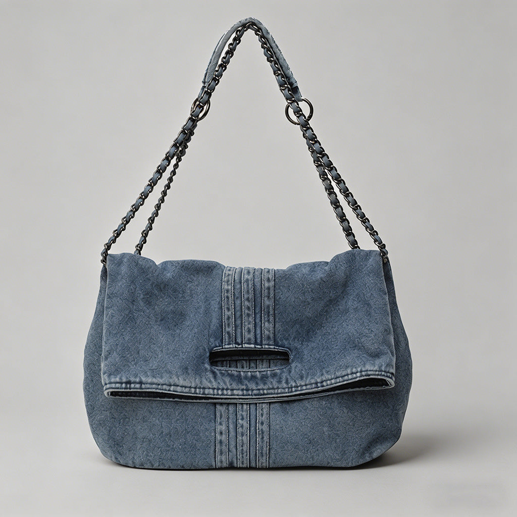 Vintage Denim Chain Shoulder T - Shopdayla Wholesale - #6786