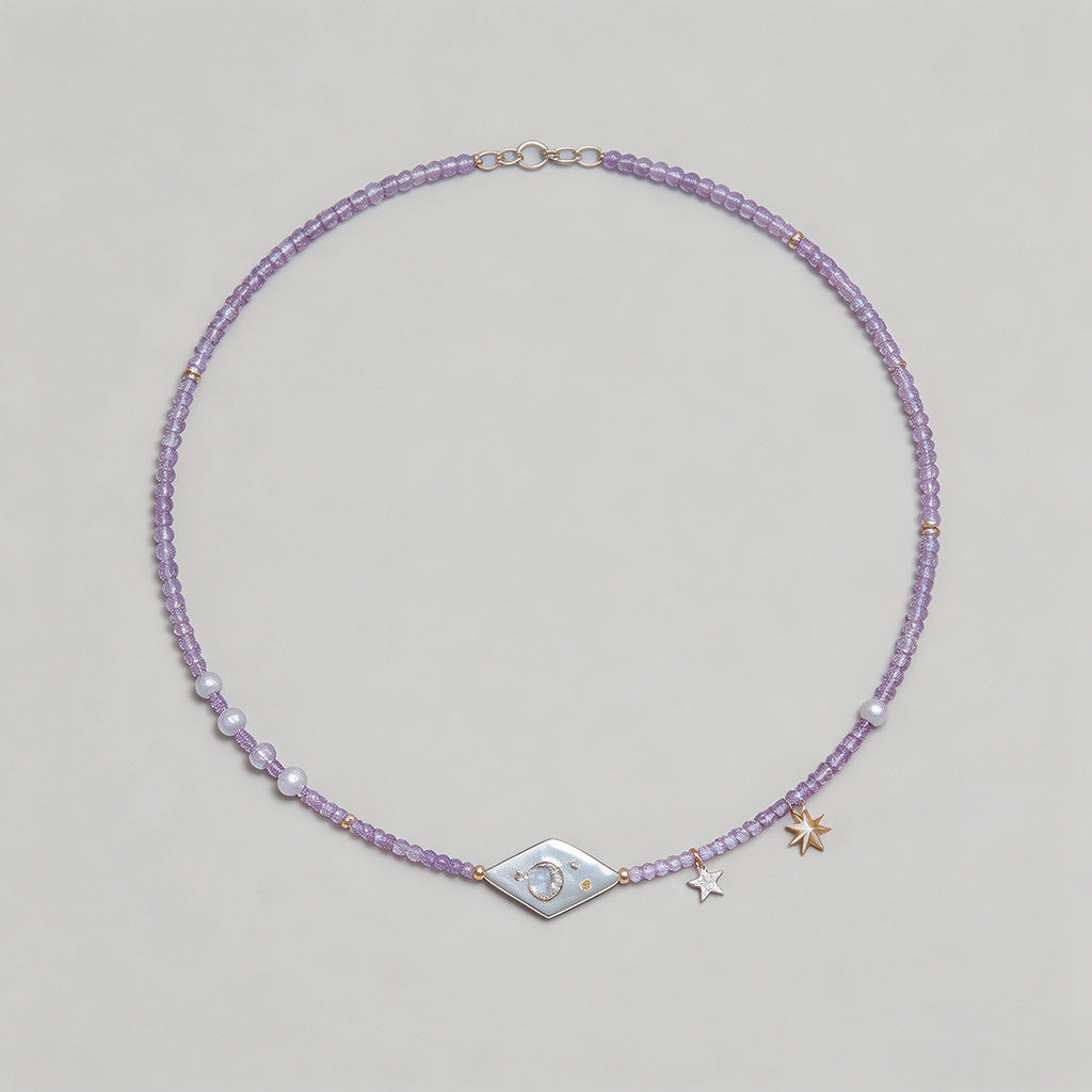 Dreamy Amethyst Moon Star Chok - Shopdayla Wholesale - #7810