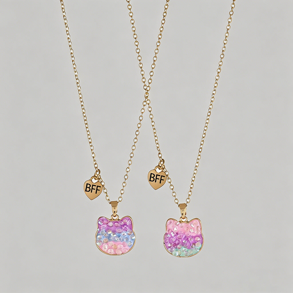 Cute Cat Enamel Necklace Set - Shopdayla Wholesale - #9586