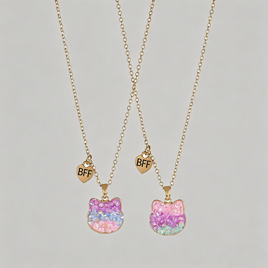 Cute Cat Enamel Necklace Set - Shopdayla Wholesale - #9586