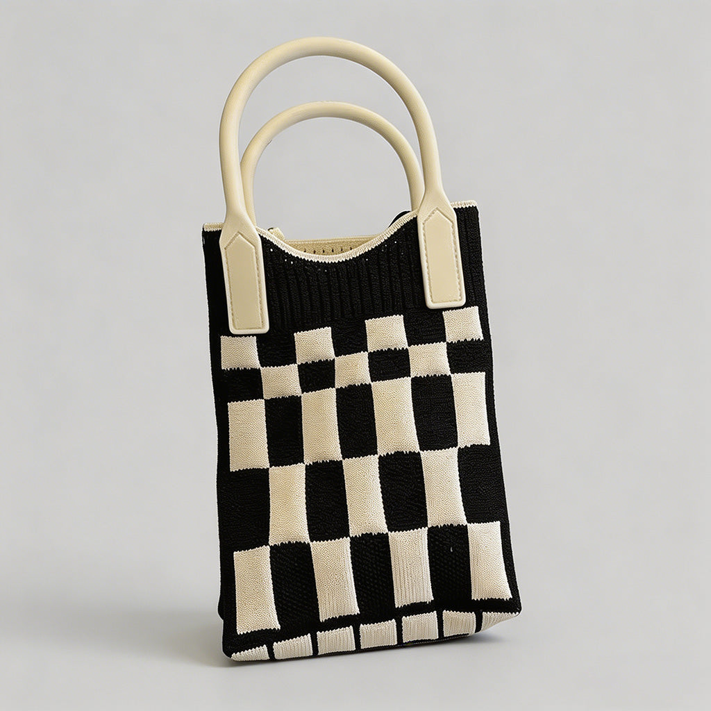 Vintage Knit Argyle Tote Bag - Shopdayla Wholesale - #4978