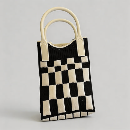Vintage Knit Argyle Tote Bag - Shopdayla Wholesale - #4978