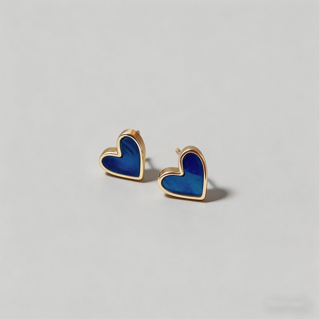 Blue Heart 925 Silver Post Earrings