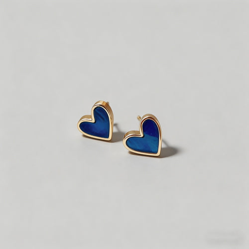 Blue Heart 925 Silver Post Ear - Shopdayla Wholesale - #0210