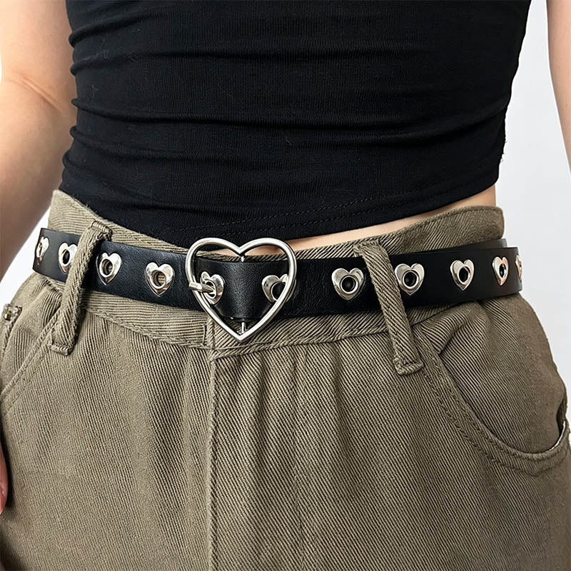 Heart‑Shaped Eyelet Leather Be - Shopdayla Wholesale - #9186