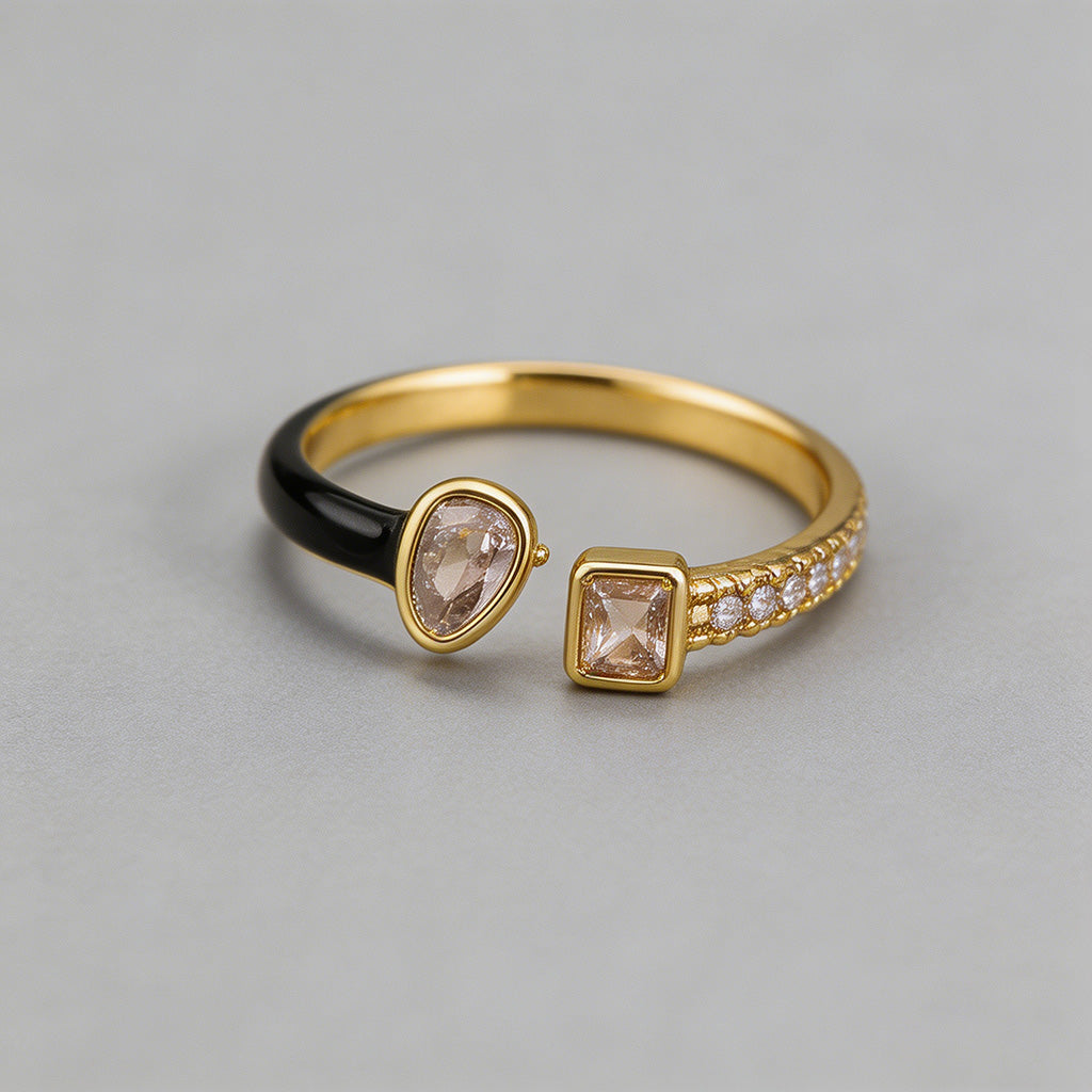 Colorful Enamel CZ Open Ring - Shopdayla Wholesale - #5090