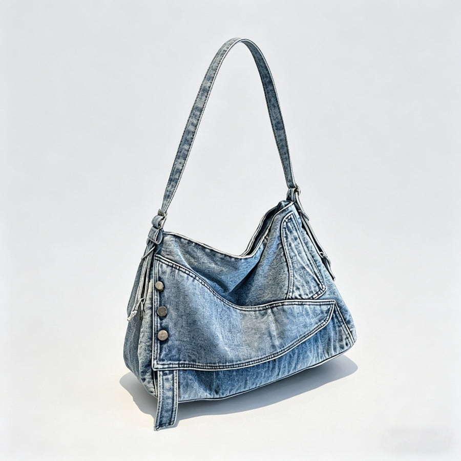 Vintage Washed Denim Hobo Bag - Shopdayla Wholesale - #6802