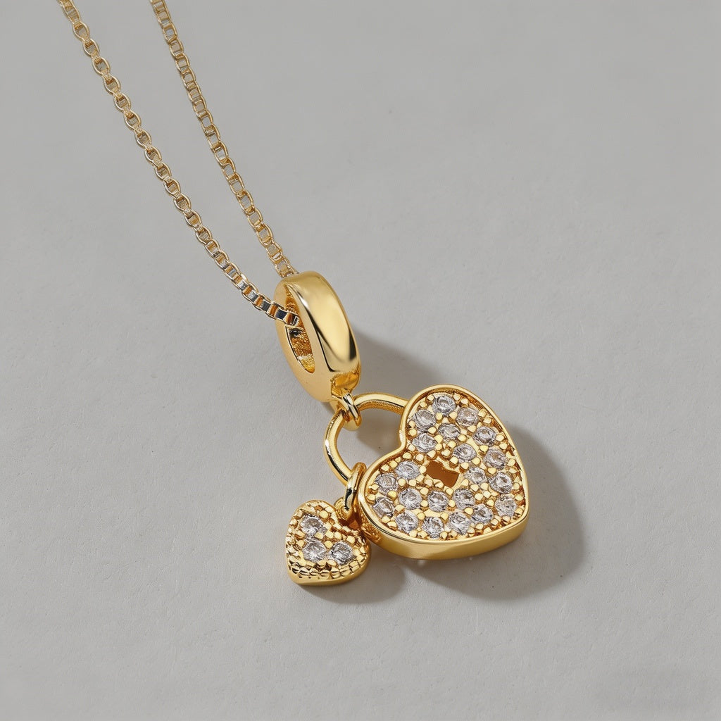 Heart Lock&Cross Pendant Neckl - Shopdayla Wholesale - #0274