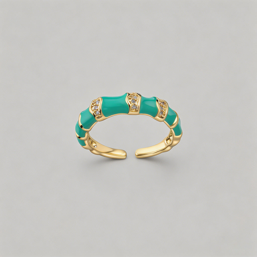 Enamel Bamboo Open Cuff Rings - Shopdayla Wholesale - #2290