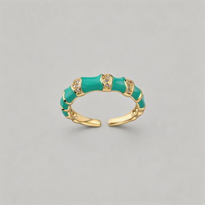 Enamel Bamboo Open Cuff Rings - Shopdayla Wholesale - #2290