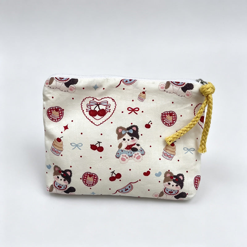 Cherry Cake Printed Fabric Pouch
