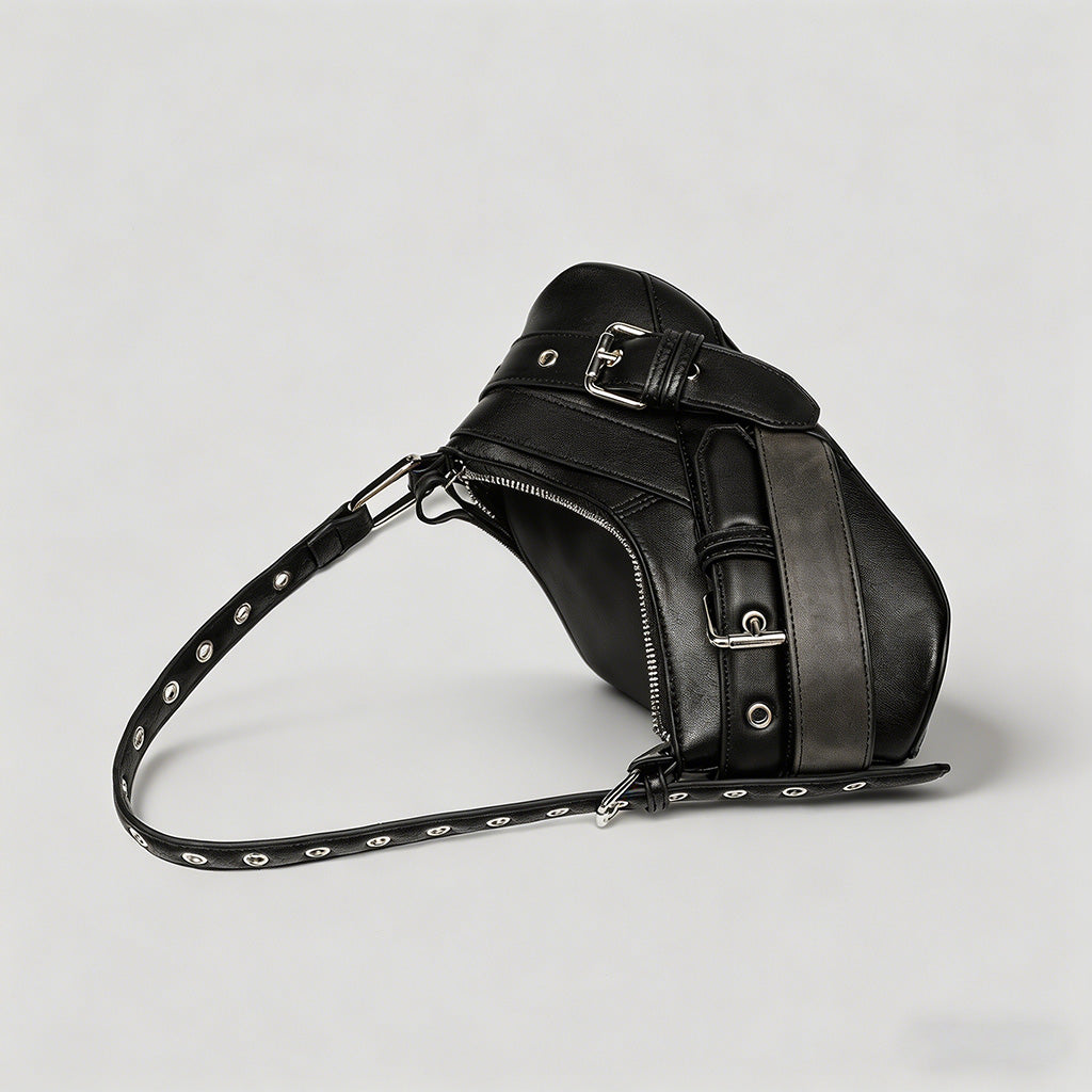 Buckle-Design Hobo Shoulder Bag