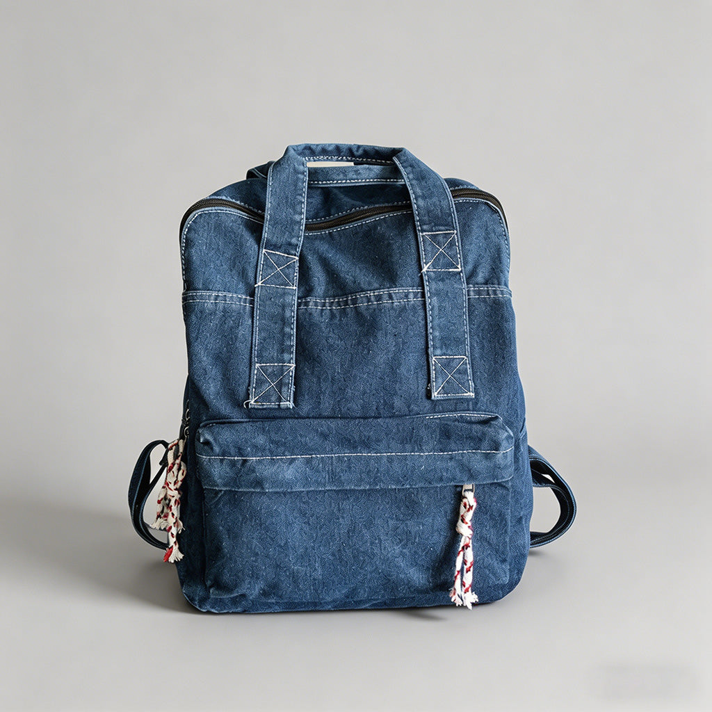 Vintage Washed Denim Backpack - Shopdayla Wholesale - #1362