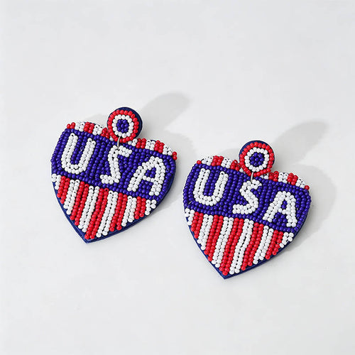 Beaded Patriotic Statement Ear - Shopdayla Wholesale - #9650