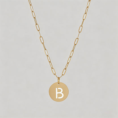 Letter Disc Pendant Necklace - Shopdayla Wholesale - #2754