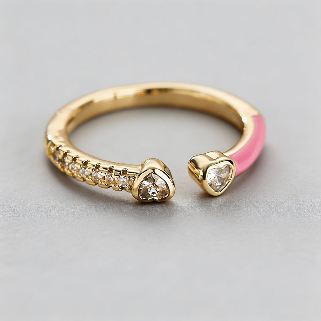 Colorful Enamel CZ Open Ring - Shopdayla Wholesale - #2322